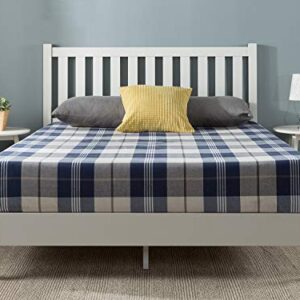 ZINUS Wen Wood Deluxe Platform Bed Frame with Headboard / Solid Wood Foundation / Wood Slat Support / No Box Spring Needed / Easy Assembly, Queen