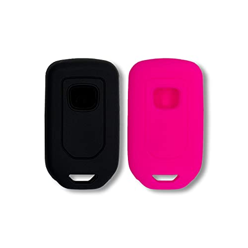 Autobase Silicone Key Fob Cover for Honda Accord Civic CR-V CRV Pilot Passport Insight EX EX-L Touring | Car Accessory | Key Protection Case - 2 Pcs (Black & Pink)