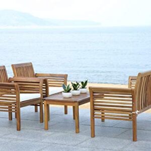 SAFAVIEH Outdoor Collection Carson Natural/ Beige Cushions 4-Piece Conversation Patio Set