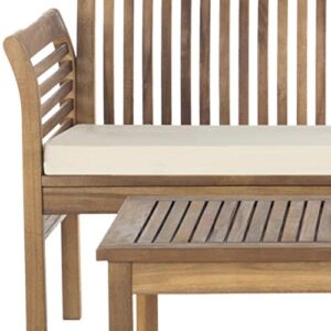 SAFAVIEH Outdoor Collection Carson Natural/ Beige Cushions 4-Piece Conversation Patio Set