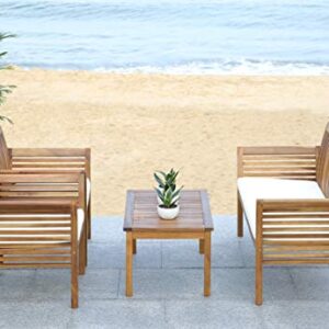 SAFAVIEH Outdoor Collection Carson Natural/ Beige Cushions 4-Piece Conversation Patio Set