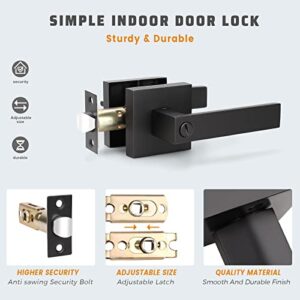 KNOBWELL 6 Pack Door Handles Black, Privacy Door Lever Bed and Bath Leverset Lockset, Left or Right Handing, Matte Black Finish 2.07 lb One Lever