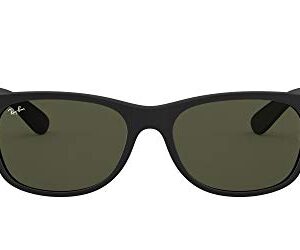 Ray-Ban RB2132 New Wayfarer Square Sunglasses, Rubber Black/G-15 Green, 55 mm