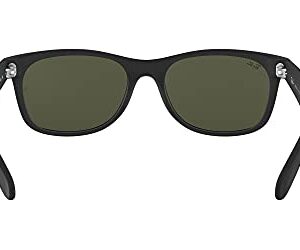 Ray-Ban RB2132 New Wayfarer Square Sunglasses, Rubber Black/G-15 Green, 55 mm