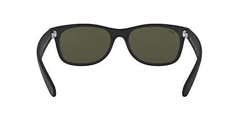 Ray-Ban RB2132 New Wayfarer Square Sunglasses, Rubber Black/G-15 Green, 55 mm