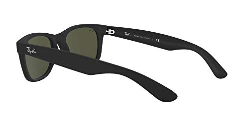 Ray-Ban RB2132 New Wayfarer Square Sunglasses, Rubber Black/G-15 Green, 55 mm