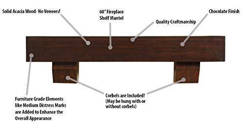 Duluth Forge 60-Inch Fireplace Shelf Mantel with Corbels - Chocolate Finish