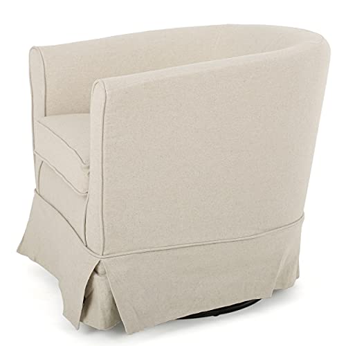 Christopher Knight Home Cecilia Swivel Chair with Loose Cover, Natural Fabric, Dimensions: 28.74”D x 27.50”W x 27.17”H