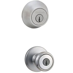 kwikset 695t 26d cp double cylinder deadbolt combo pack with tylo entry knob in satin chrome