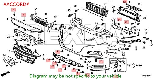 Rexka 40pcs Rear Front Bumper Cover Fender Grille Under Cover Push-Type Retainer Clip Fastener Rivet 91505-TM8-003 for Honda Acura