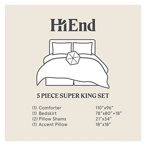 Paseo Road by HiEnd Accents | Del Rio 5 Piece Comforter Set, Super King Size, Blue and Brown Faux Leather, Southwestern Luxury Bedding Set, 1 Comforter, 1 Bed Skirt, 2 Pillow Shams, 1 Accent Pillow