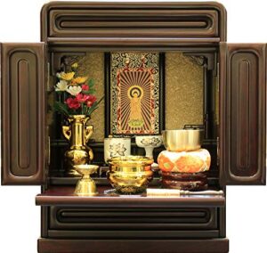 matsuyama ritual articles shop, buddhist altar upper-set mini, size 14, buddhist ritual set jodo-shu