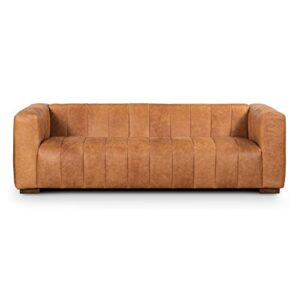 poly & bark canale 86″ sofa in full-grain pure-aniline italian leather, cognac tan
