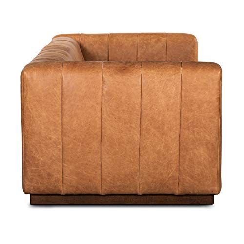 POLY & BARK Canale 86" Sofa in Full-Grain Pure-Aniline Italian Leather, Cognac Tan