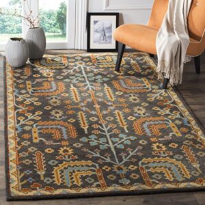 safavieh heritage collection 8′ square charcoal / multi hg409a handmade traditional oriental premium wool area rug