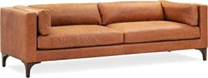 poly & bark argan sofa in full-grain pure-aniline italian leather, cognac tan