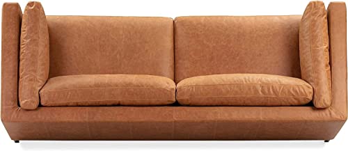 POLY & BARK Argan Sofa in Full-Grain Pure-Aniline Italian Leather, Cognac Tan