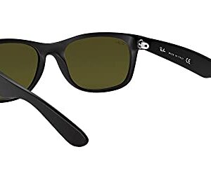 Ray-Ban RB2132 New Wayfarer Square Sunglasses, Rubber Black/Grey Mirror Blue, 55 mm