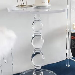 BTLSWI Acrylic Side Table, 16 x16 x 23 inches, Round Accent Pedestal End Tables, Acrylic Furniture Modern Clear Lucite Table for Living Room Bedroom Small Spaces, Easy Assembly