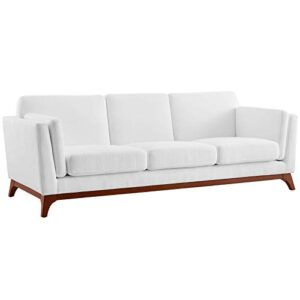 modway chance mid-century modern upholstered fabric sofa in white