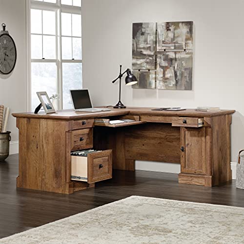 Sauder Palladia L-Shaped Desk, Vintage Oak finish