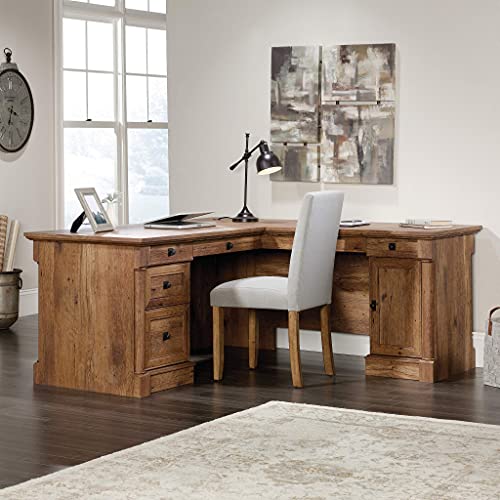 Sauder Palladia L-Shaped Desk, Vintage Oak finish