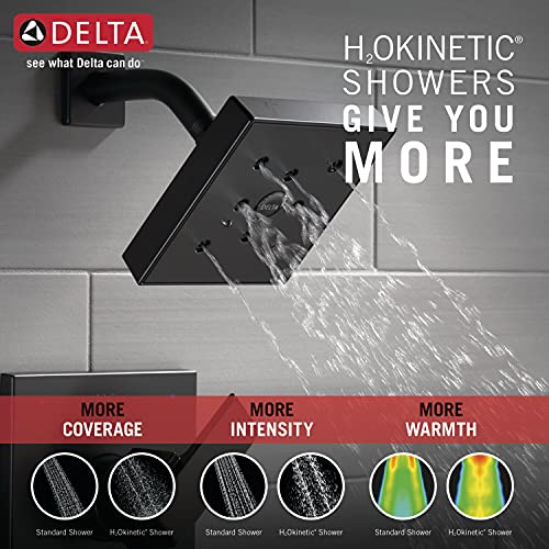 Delta Faucet Ara 14 Series Single-Function Shower Trim Kit with Single-Spray H2Okinetic Shower Head, Matte Black T14267-BL (Valve Not Included)