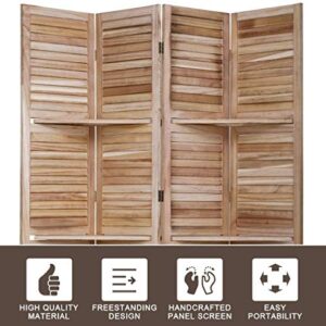 Room Dividers and Folding Privacy Screens 4 Panel 69 Inch Tall Portable Room Seperating Divider w/ 3 Display Shelves Solid Wood Room Partitions and Dividers Freestanding for Home, Office, Restaurant