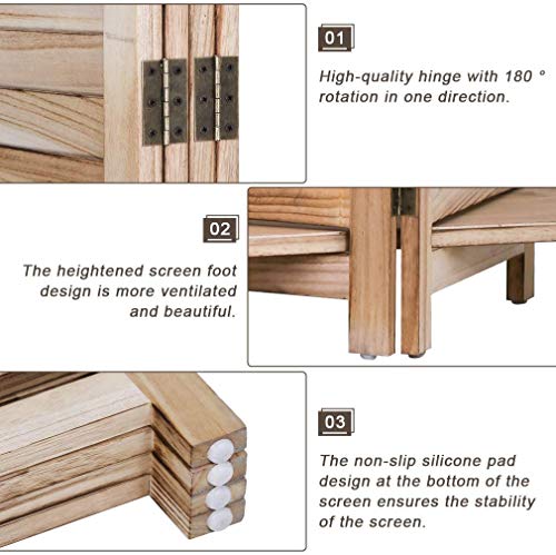 Room Dividers and Folding Privacy Screens 4 Panel 69 Inch Tall Portable Room Seperating Divider w/ 3 Display Shelves Solid Wood Room Partitions and Dividers Freestanding for Home, Office, Restaurant