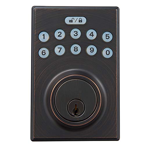 Amazon Basics Contemporary Electronic Keypad Deadbolt Doot Lock, Keyed Entry, Oil Rubbed Bronze