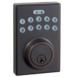 Amazon Basics Contemporary Electronic Keypad Deadbolt Doot Lock, Keyed Entry, Oil Rubbed Bronze