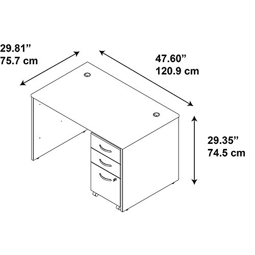 Bush Business Furniture Series C Elite 48W x 30D Desk Shell with 3 Drawer File in Hansen Cherry