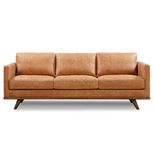 poly & bark nolita sofa in full-grain pure-aniline italian leather, cognac tan