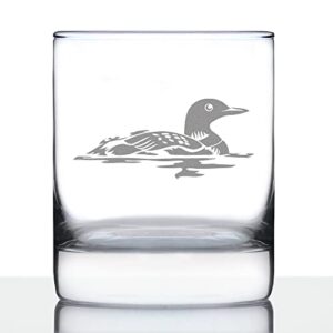 loon whiskey rocks glass – fun bird themed gifts and decor for men & women – 10.25 glasses