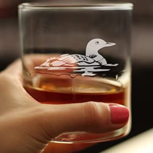 Loon Whiskey Rocks Glass - Fun Bird Themed Gifts and Decor for Men & Women - 10.25 Glasses