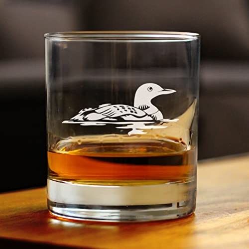 Loon Whiskey Rocks Glass - Fun Bird Themed Gifts and Decor for Men & Women - 10.25 Glasses