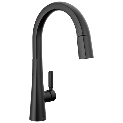 Delta Faucet Monrovia Matte Black Kitchen Faucet Black, Kitchen Faucets with Pull Down Sprayer, Kitchen Sink Faucet, Faucet for Kitchen Sink, Magnetic Docking Spray Head, Matte Black 9191-BL-DST