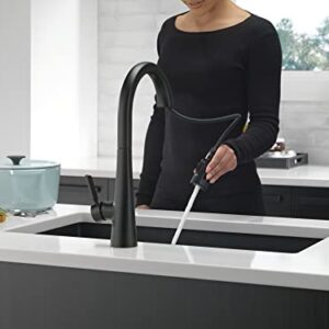 Delta Faucet Monrovia Matte Black Kitchen Faucet Black, Kitchen Faucets with Pull Down Sprayer, Kitchen Sink Faucet, Faucet for Kitchen Sink, Magnetic Docking Spray Head, Matte Black 9191-BL-DST