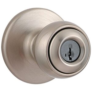 kwikset 94002-842 polo privacy bed/bath knob with smartkey security in satin nickel