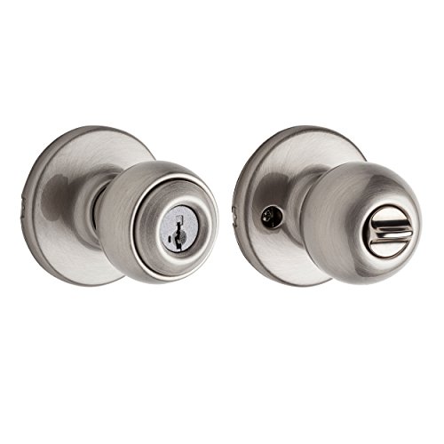 Kwikset 94002-842 Polo Privacy Bed/Bath Knob with SmartKey Security In Satin Nickel