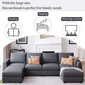 Merax 3 Pieces Upholstered U-Shaped Sectional Sofa Sets with Removable Ottomans for Living Room, Gray(New)