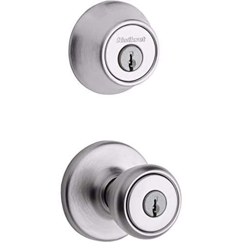 Kwikset 690 Tylo Entry Knob and Single Cylinder Deadbolt Combo 1-Pack, Satin Chrome