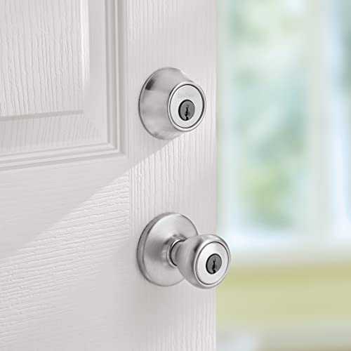 Kwikset 690 Tylo Entry Knob and Single Cylinder Deadbolt Combo 1-Pack, Satin Chrome