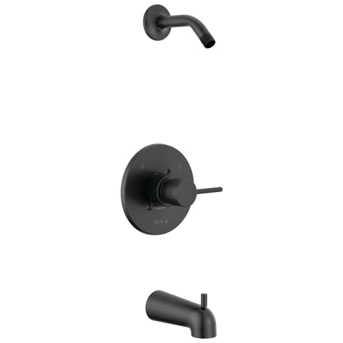 Delta Faucet Modern Single Handle Matte Black Shower Faucet Set, Matte Black Shower Trim Kit, Shower Fixtures, Shower Handle, Matte Black T14459-BLLHD-PP (Shower Head and Valve Not Included)