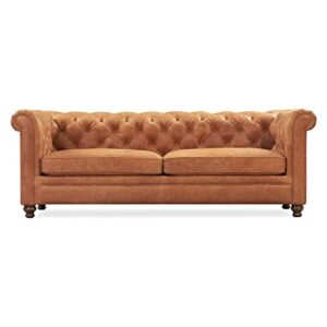 poly & bark lyon sofa in full-grain pure-aniline italian leather, cognac tan