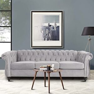 nosga large sofa, modern 3 seater couch furniture, three-seat sofa classic tufted chesterfield settee sofa tufted back for living room