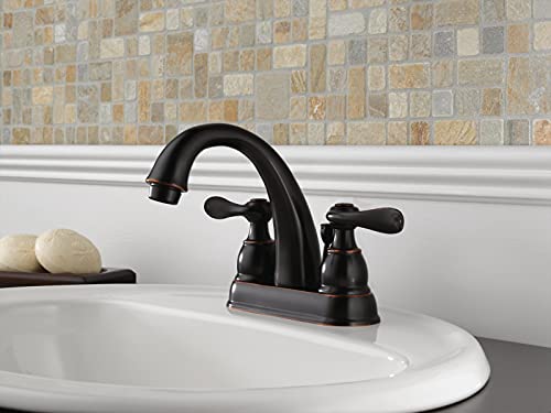 Delta Faucet Windemere Centerset Bathroom Faucet Oil Rubbed Bronze, Bathroom Sink Faucet, Metal Drain Assembly, Oil Rubbed Bronze B2596LF-OB