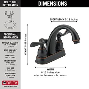 Delta Faucet Windemere Centerset Bathroom Faucet Oil Rubbed Bronze, Bathroom Sink Faucet, Metal Drain Assembly, Oil Rubbed Bronze B2596LF-OB