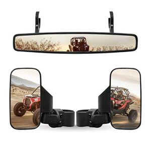 ransoto utv offroad side rear view mirror and center view mirror with 1.75″ to 2″ roll bar cage mount compatible with polaris rzr can-am maverick commander yamaha rhino honda pioneer kawasaki teryx