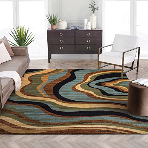 Well Woven Barclay Nirvana Waves Multi / Blue Modern Area Rug 7'10" X 9'10"